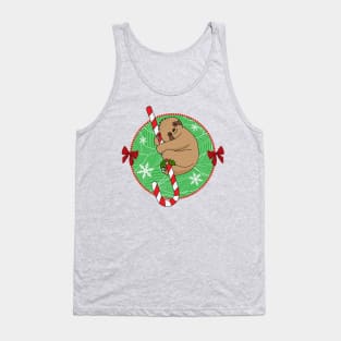 Christmas Cute Sloth and Candy Cane Tank Top